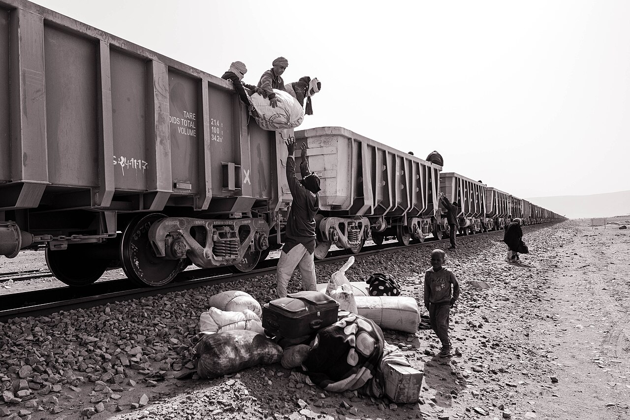 Mauritania iron ore train in the Sahara