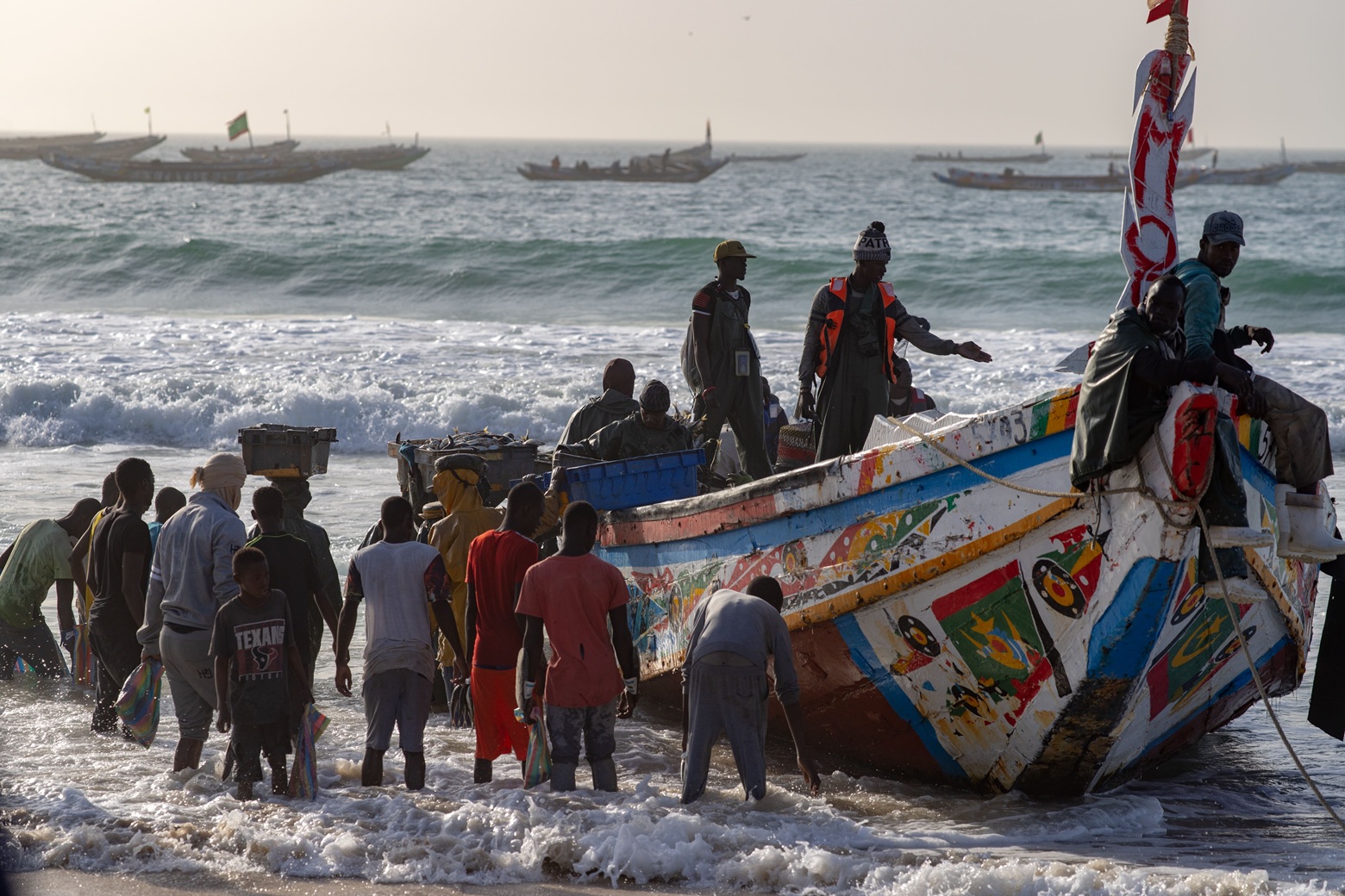 Fishing boats on Nouakchott beach