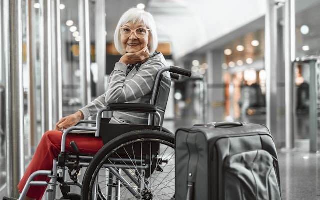 Passenger using a wheelchair at the airport